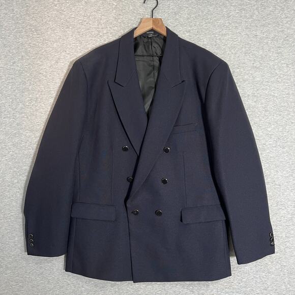 Vintage Pronti Phita Double Breasted Blazer Mens 48 52" Chest Navy Blue Jacket - Picture 1 of 16